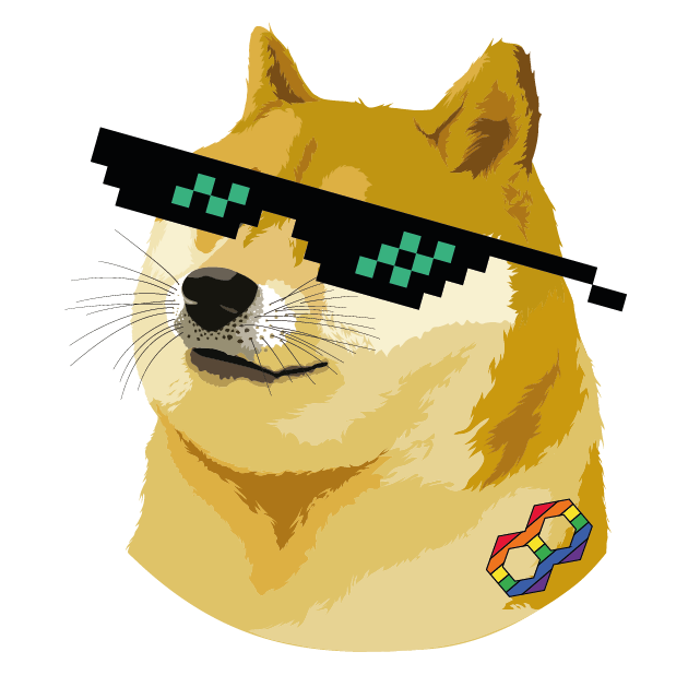 Doge Pixel Glasses Sticker